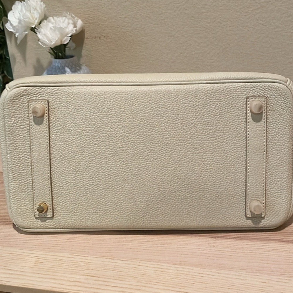 Top Handle Leather Satchel BK Cream White 30cm - Picture 5 of 9